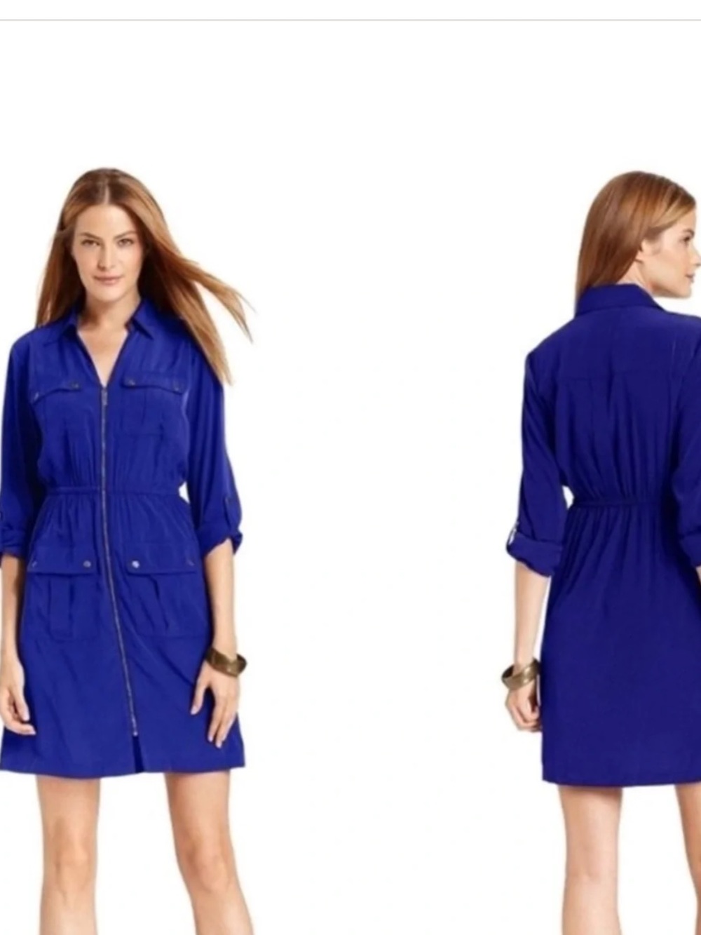 Alfani Royal Blue Front-Zip Utility Shirt Dress Women’s Size 8
Great Condition